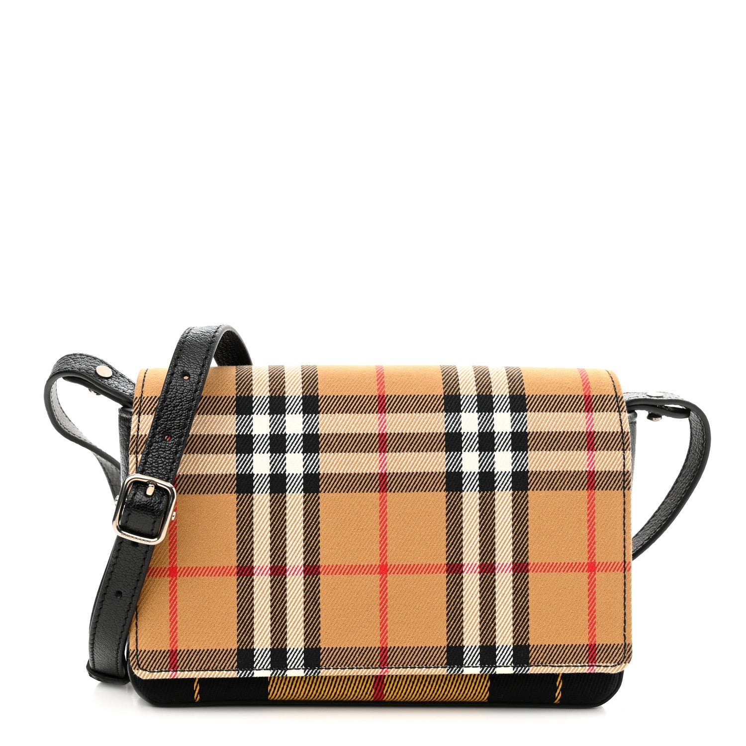 Burberry House Check Tartan Mix Hampshire Crossbody Antique Yellow Black 1 of 9