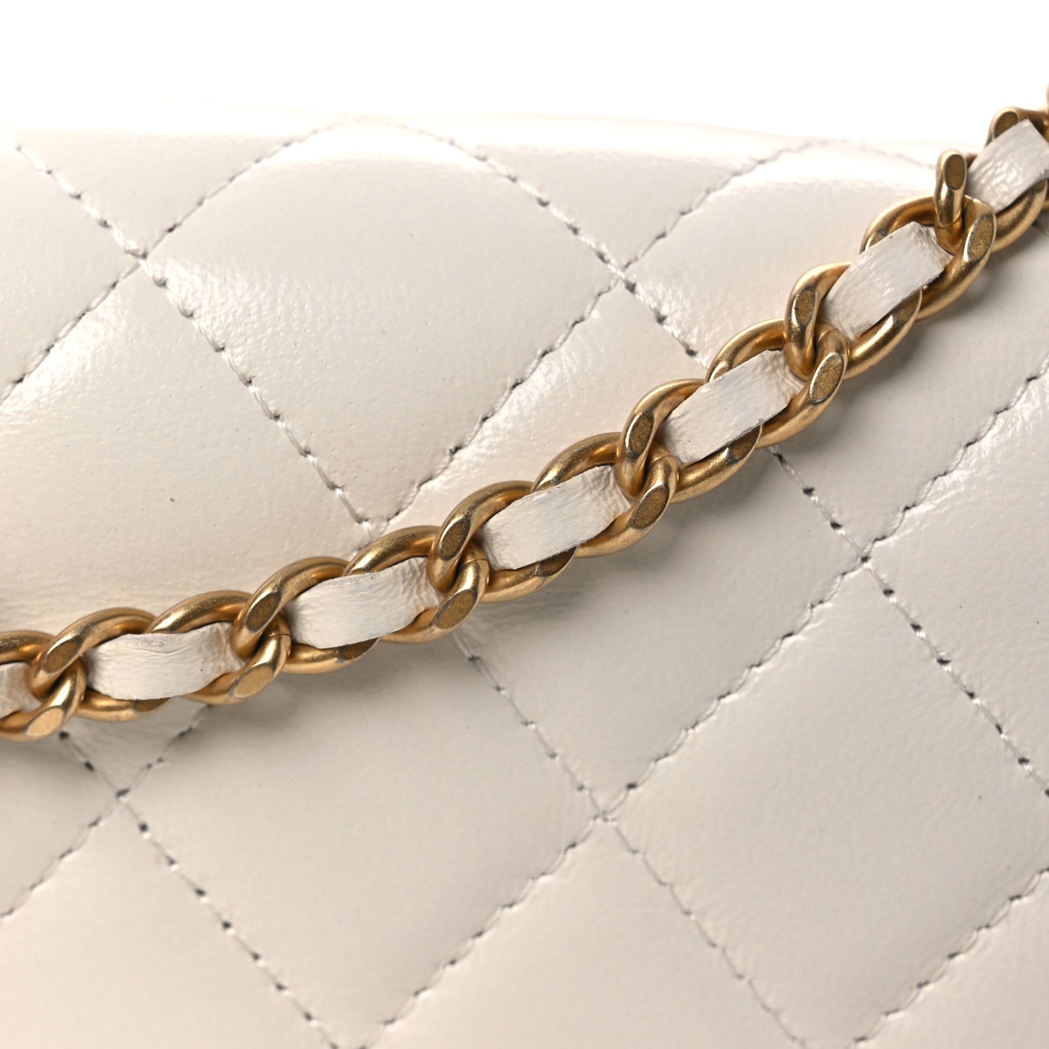 Chanel Shiny Lambskin Flap Clutch With Chain White 11 of 13