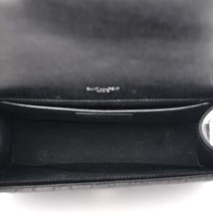 Saint Laurent Grain De Poudre Textured Mixed Matelasse Triquilt Medium Monogram Satchel Black 5 of 13