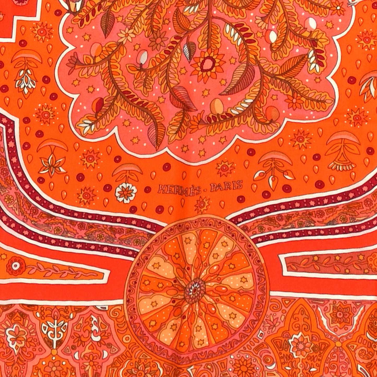 Cashmere Silk Aux Portes du Palais Shawl 140 Capucine Orange Corail