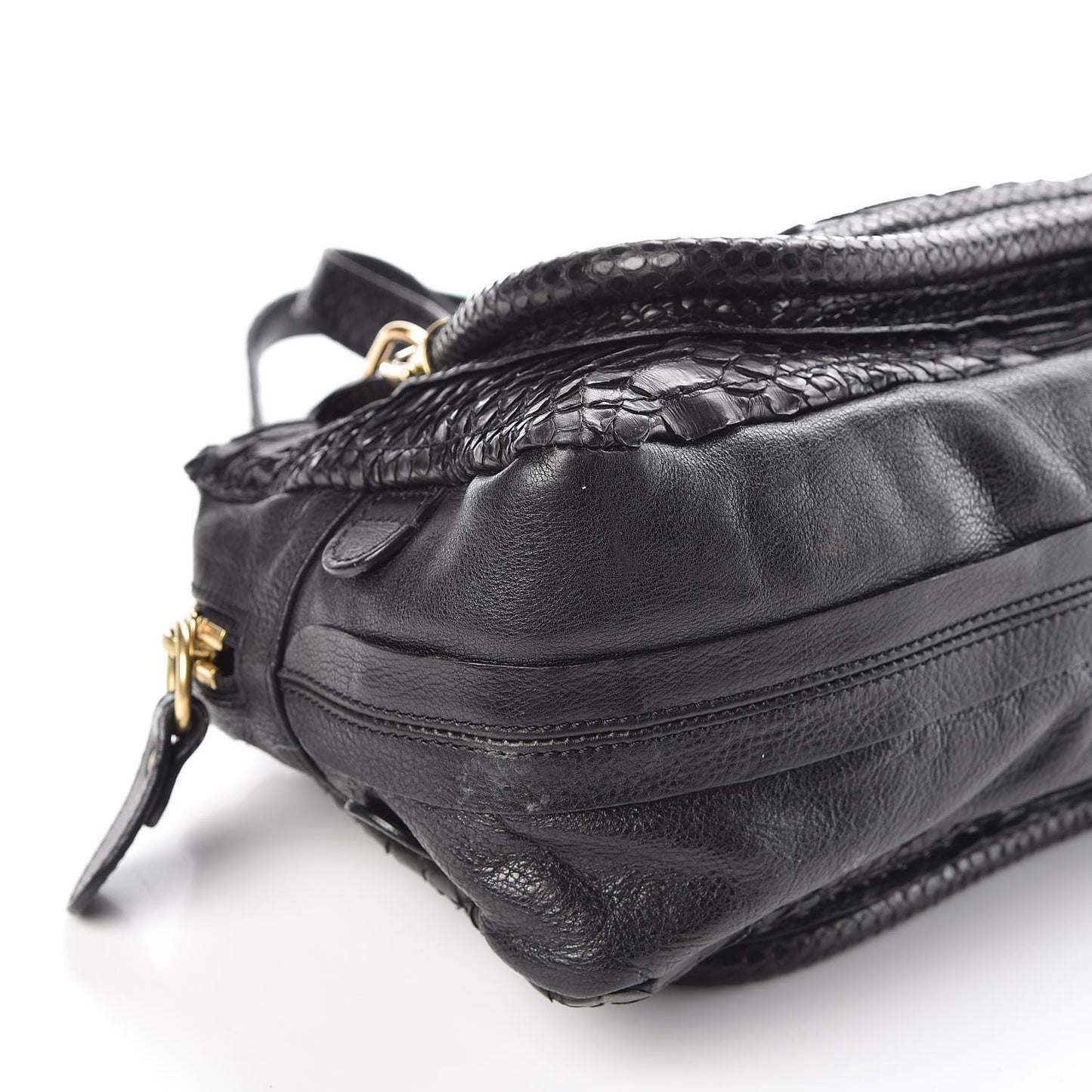 Python Calfskin Paraty East West Shoulder Bag Black