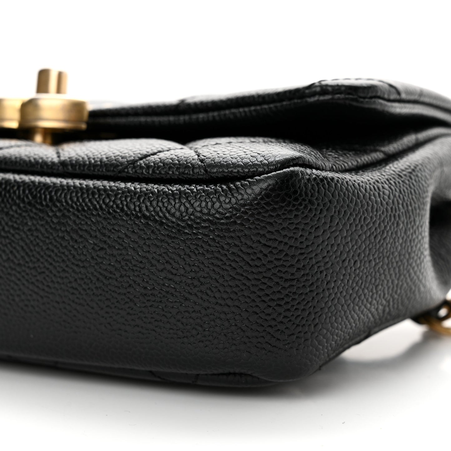 Shiny Caviar Quilted Chain Melody Waist Belt Bag Black