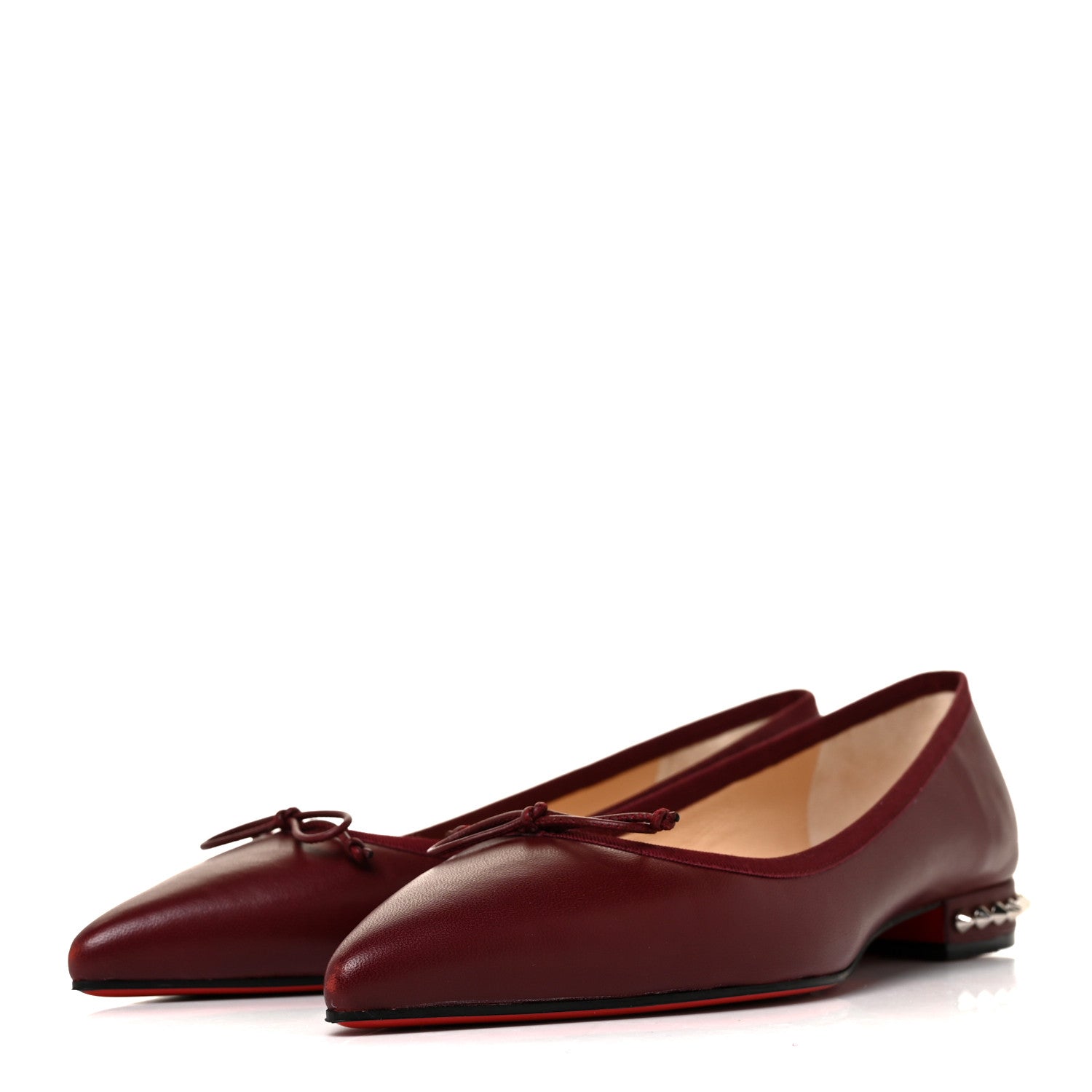 Christian Louboutin Nappa Spiked Hall Flats 39 Red 3 of 8