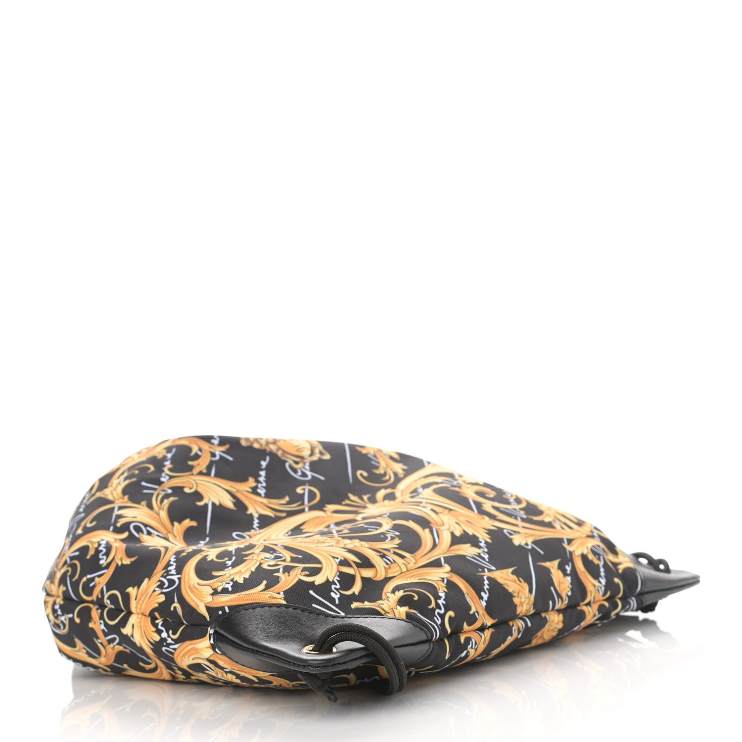 Versace Nylon Barocco Signature Print Drawstring Backpack Black 4 of 12