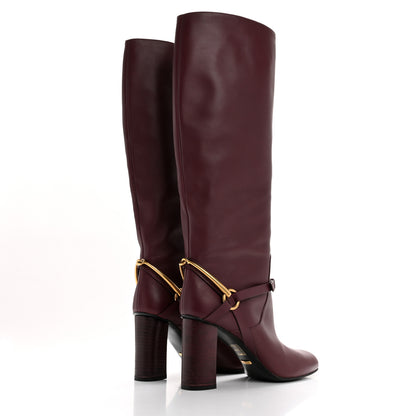 Gucci Calfskin Lifford Knee High Boots 40 Classic Burgundy 4 of 16