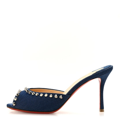 Christian Louboutin Denim Spikes Me Dolly 85mm Sandals 35.5 Blue 1 of 9