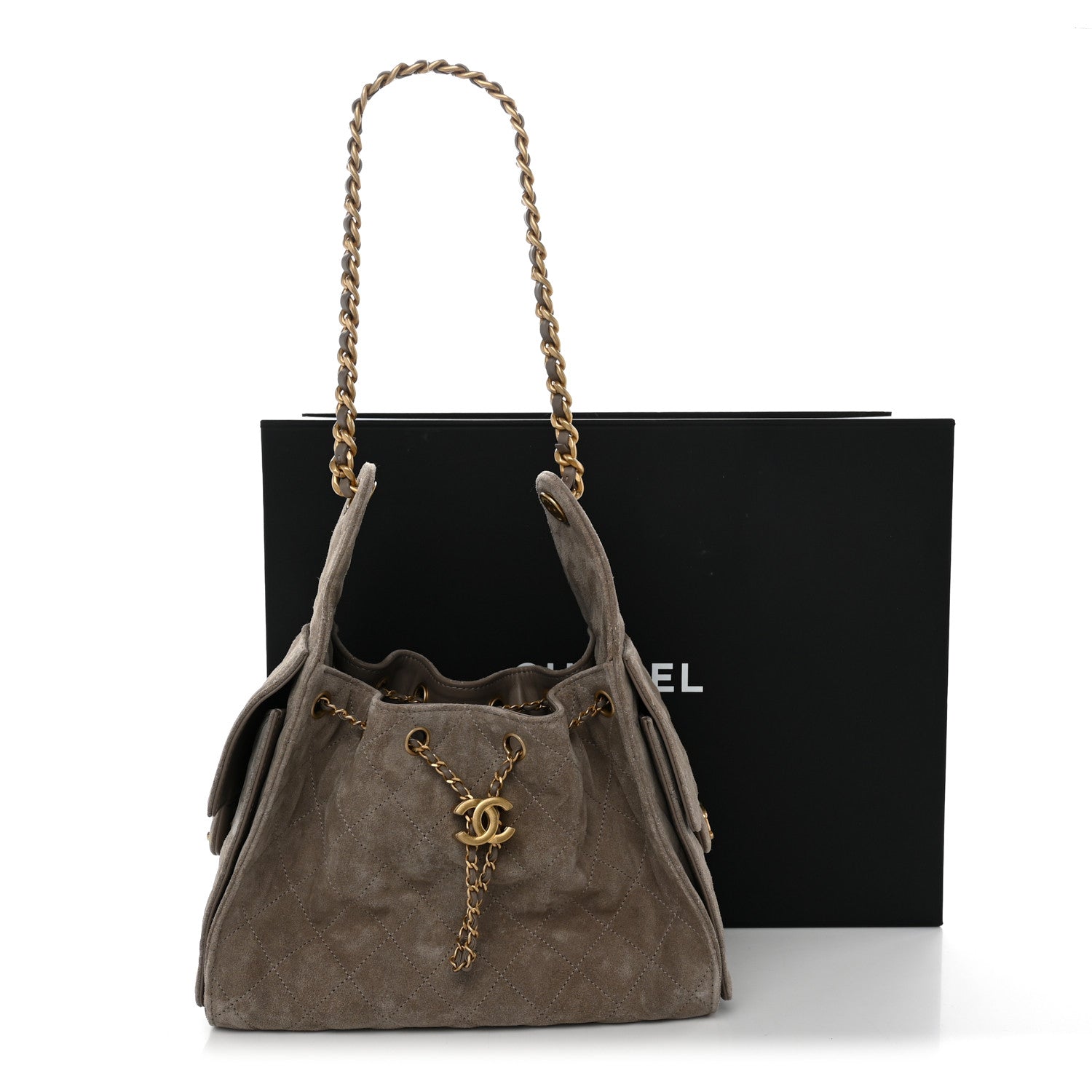 Chanel Suede Quilted Small Chanel 25 Handbag Dark Grey 11 of 11