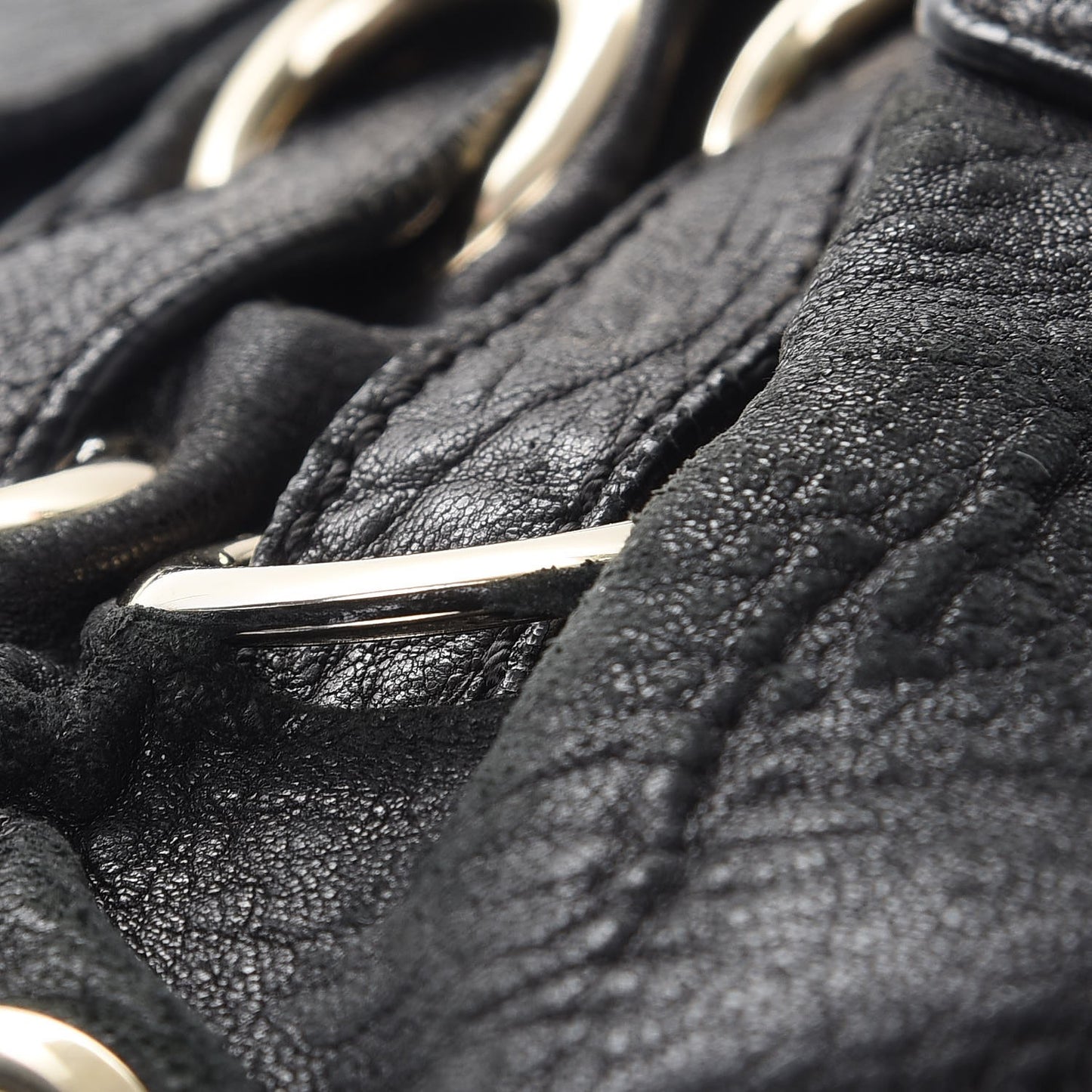 Grainy Calfskin Rio Oversized Clutch Bag Black
