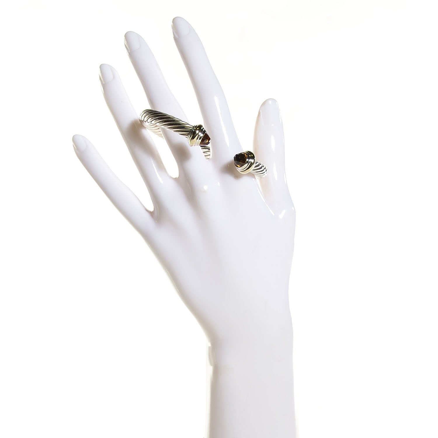 David Yurman Sterling Silver 14K Yellow Gold Citrine 7mm Cable Classics Bracelet 2 of 5