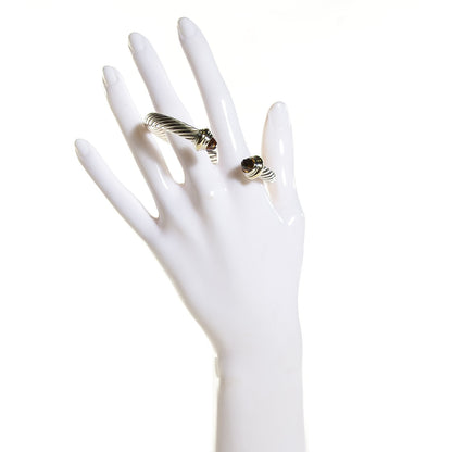 David Yurman Sterling Silver 14K Yellow Gold Citrine 7mm Cable Classics Bracelet 2 of 5