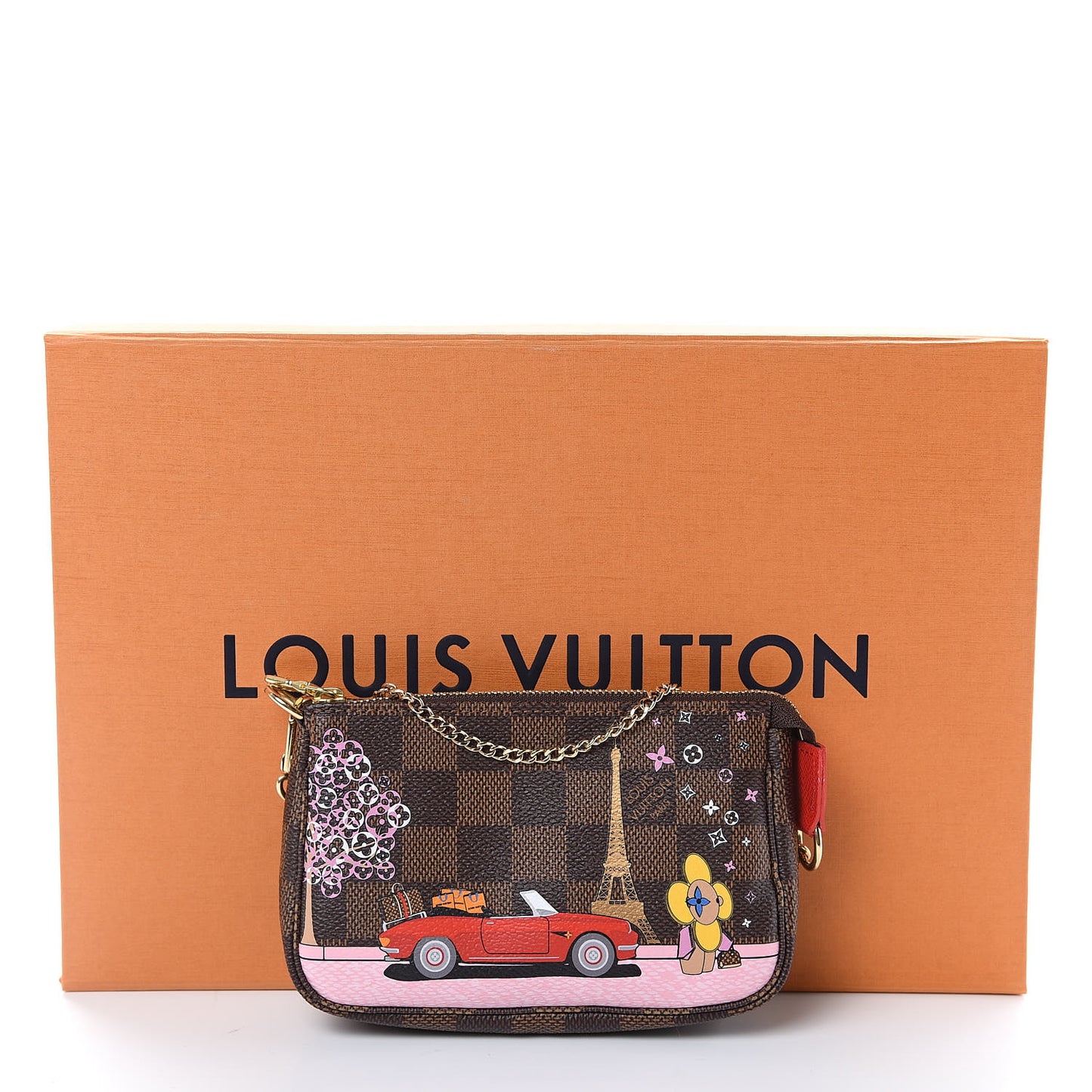 Damier Ebene 2019 Christmas Animation Mini Pochette Accessories Red