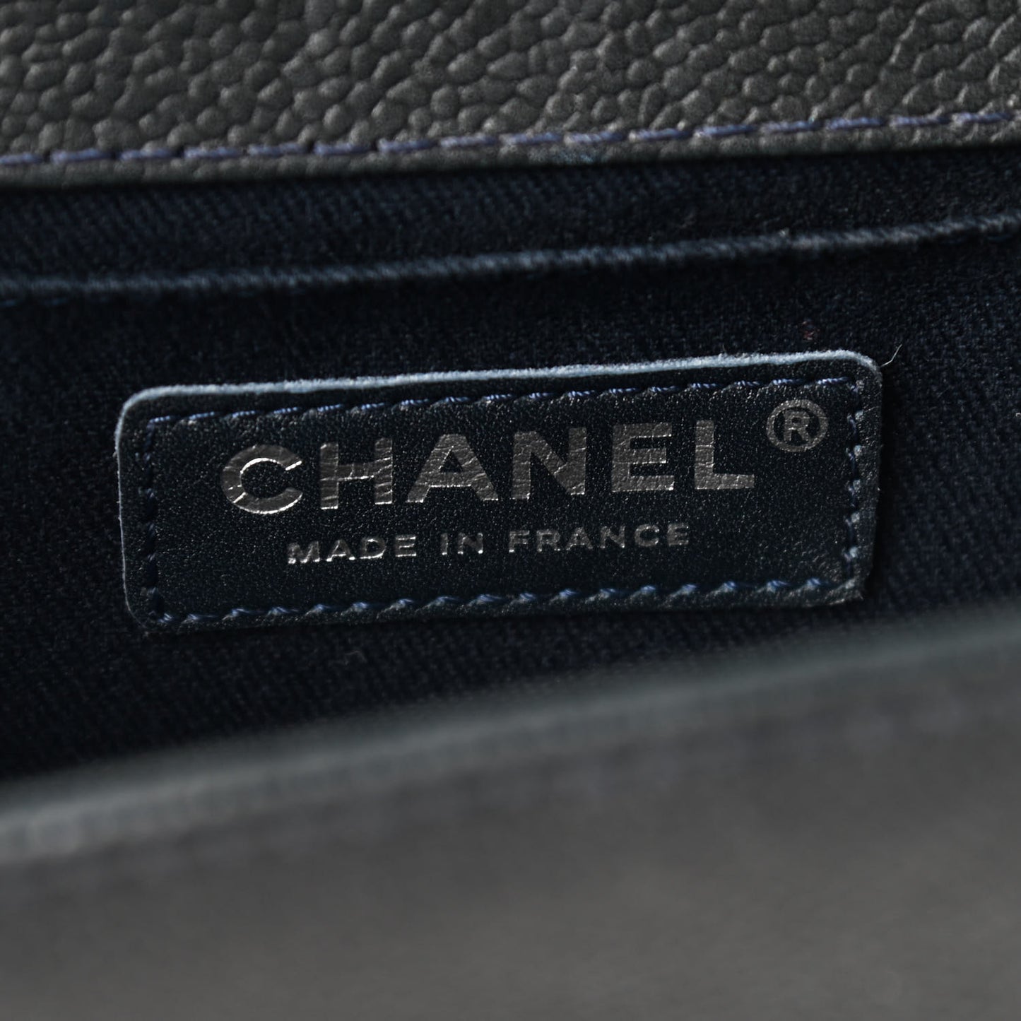 Caviar Stitched Medium Boy Flap Blue