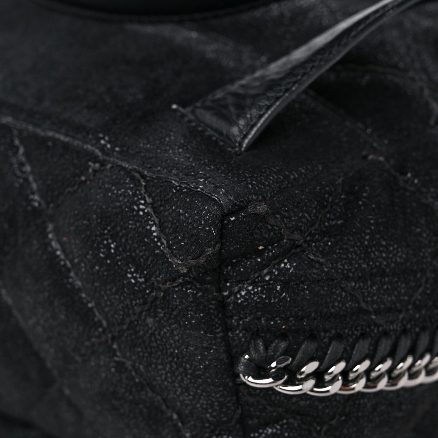 Shaggy Deer Quilted Small Falabella Backpack Black