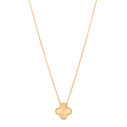 Van Cleef & Arpels 18K Yellow Gold Guilloche Vintage Alhambra Pendant Necklace 1 of 6