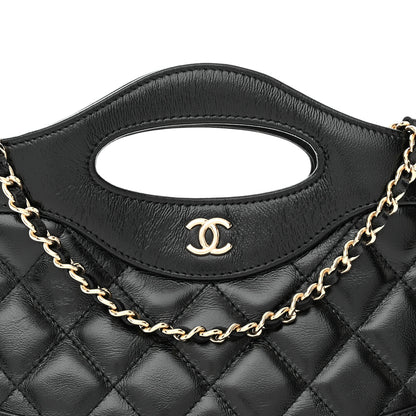 Chanel Shiny Crumpled Calfskin Quilted Nano 31 Shopping Bag Black 8 of 11