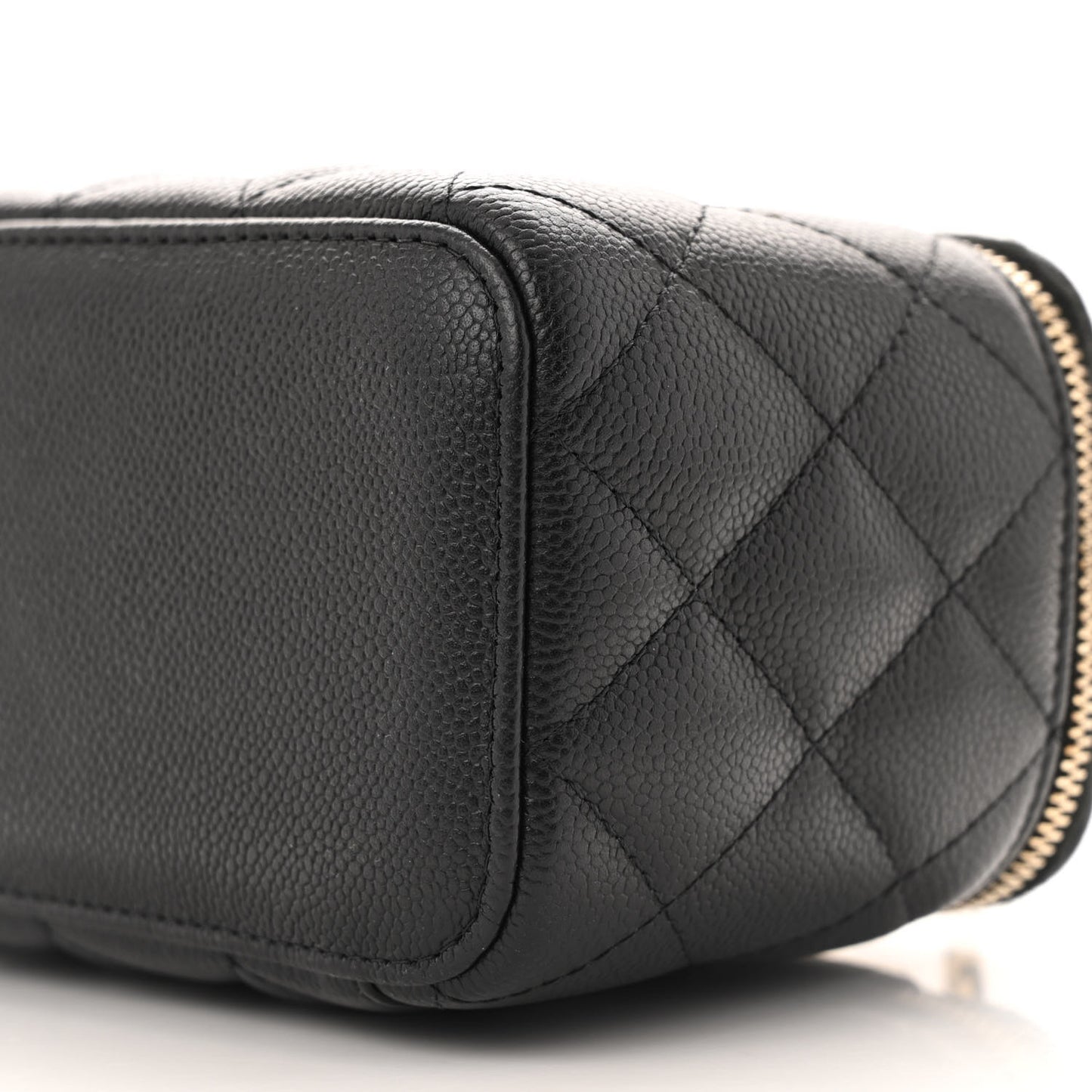 Caviar Quilted Small Tiny CC Vanity Case With Chain Black