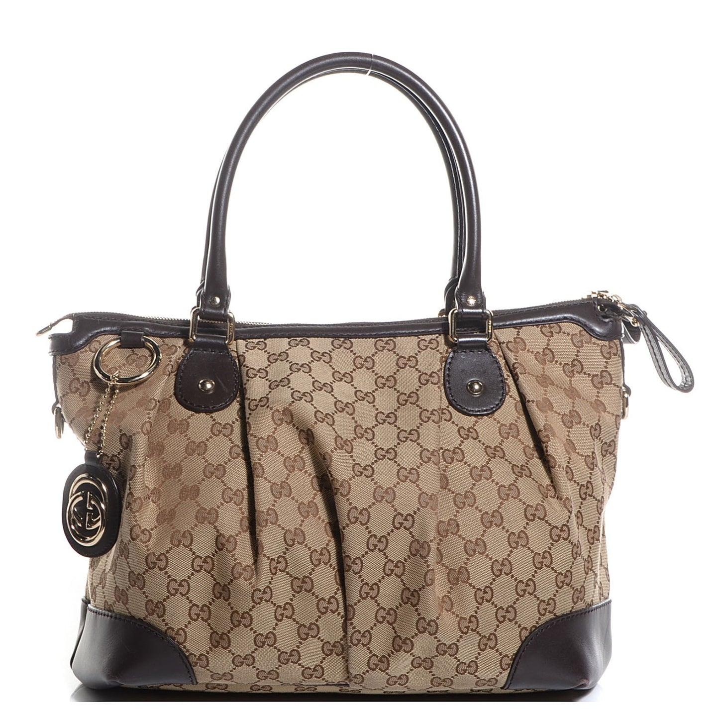 Monogram Large Sukey Top Handle Bag Beige Dark Brown
