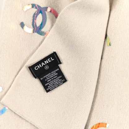 Chanel Cashmere Iridescent CC Scarf Ivory 3 of 3
