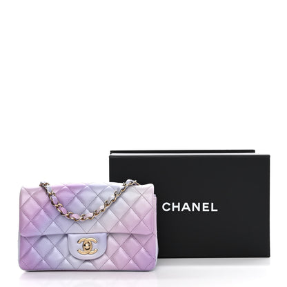 Chanel Lambskin Quilted Tie Dye Ombre Mini Rectangular Flap Purple Blue Pink 11 of 11
