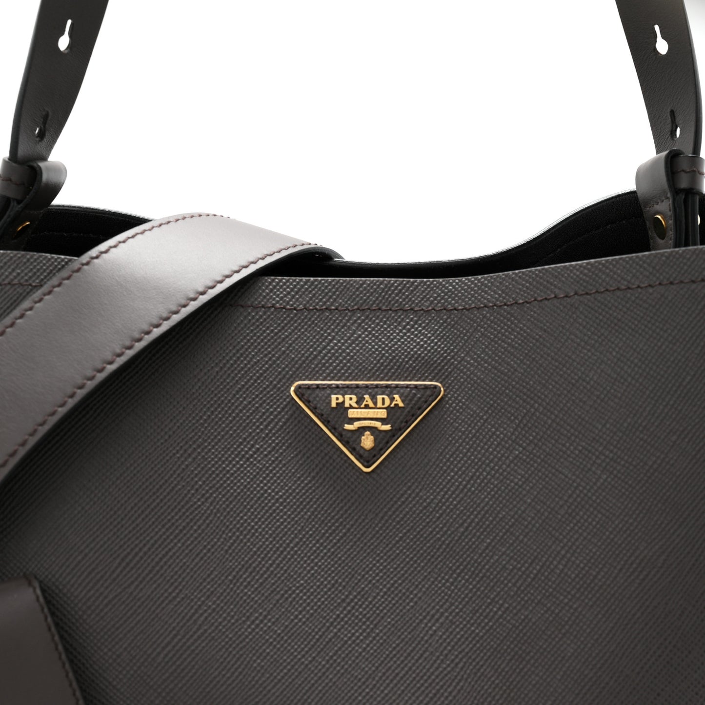 Saffiano Cuir Calfskin Matinee Tote Fumo Black