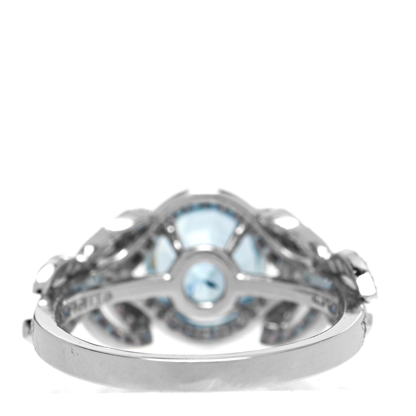 Platinum Aquamarine Diamond 1.54ct Double Bow Ring 52 6