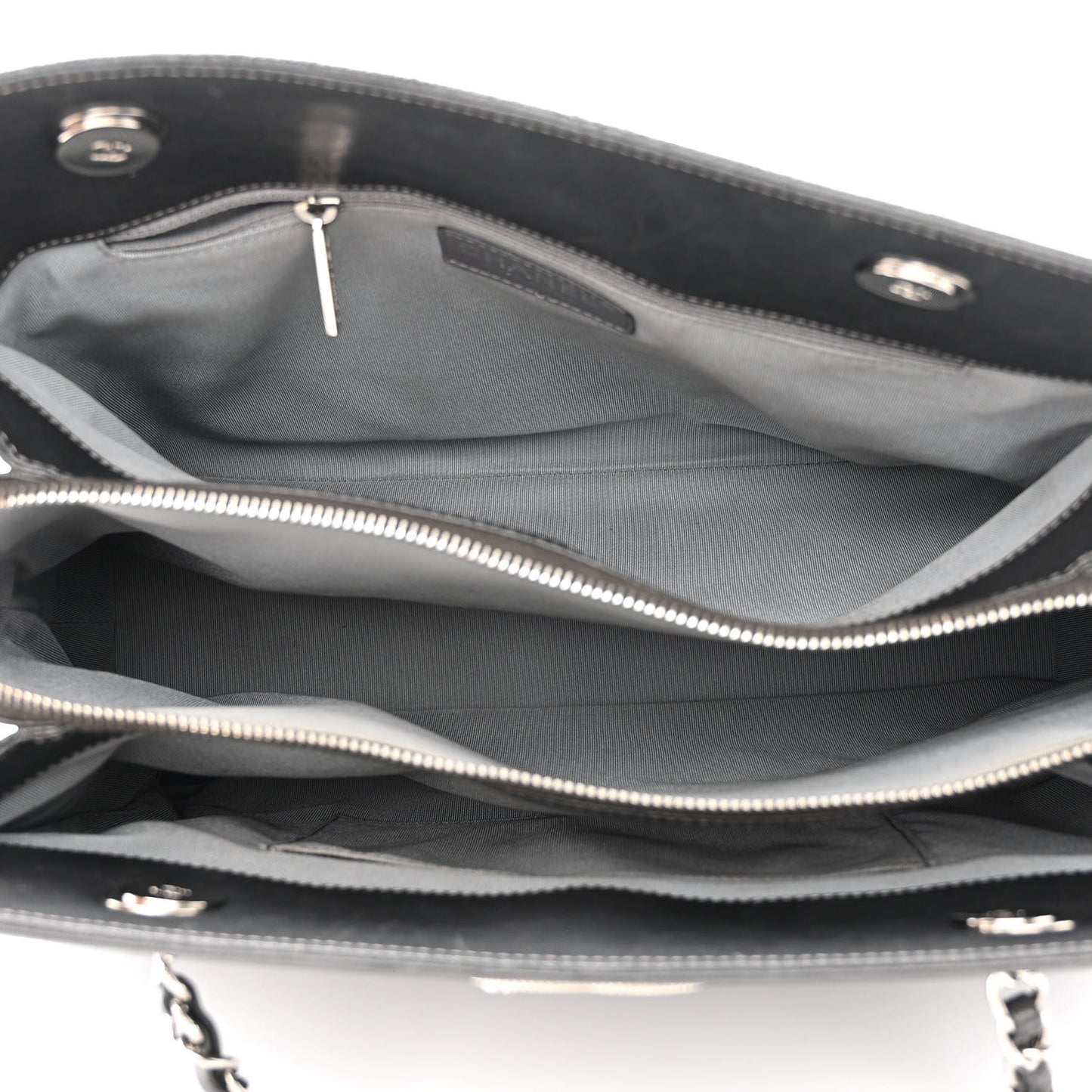 Sheepskin Chevron Quilted Mademoiselle Vintage Shopping Tote Dark Grey