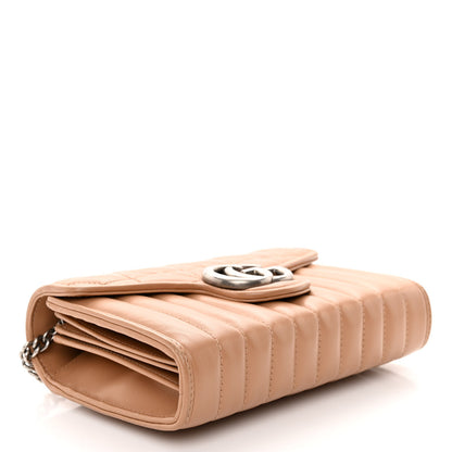 Gucci Calfskin Matelasse Aria GG Marmont Chain Wallet Camelia 4 of 9