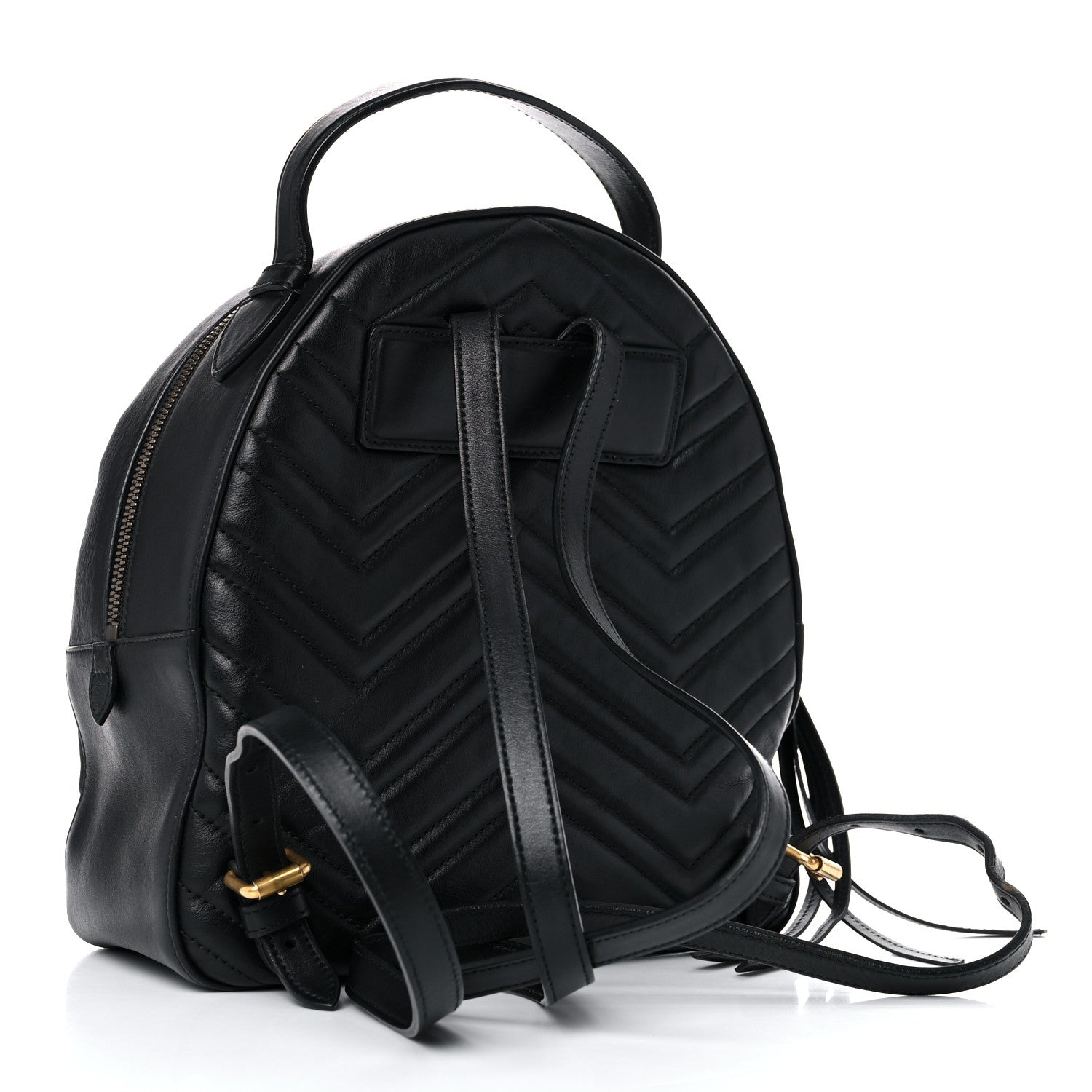 Gucci Calfskin Matelasse GG Marmont Dome Backpack Black 3 of 24