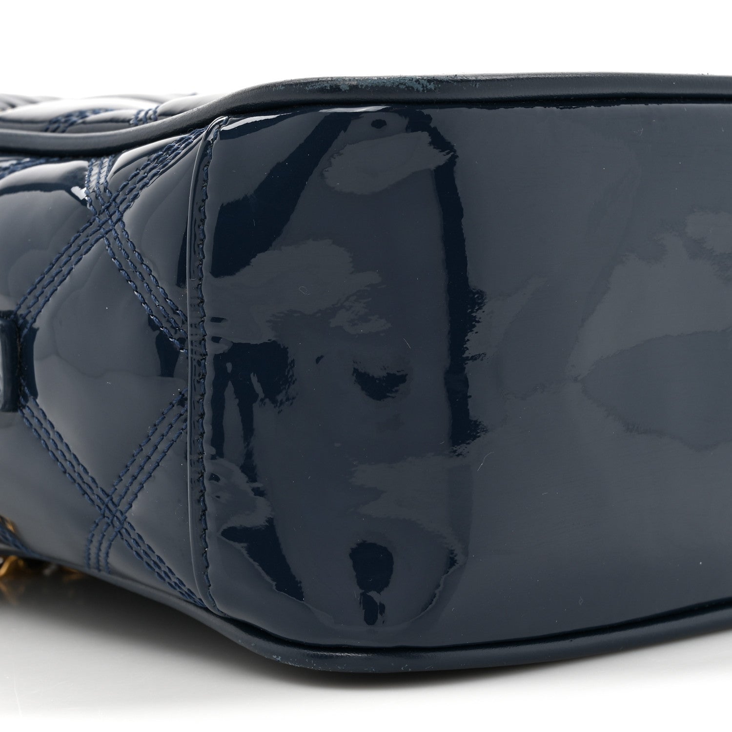 Saint Laurent Patent Quilted 80's Vanity Bag Blue 10 of 17
