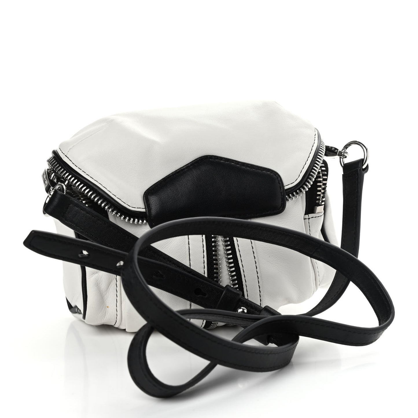 Lambskin Micro Marti Crossbody White Black