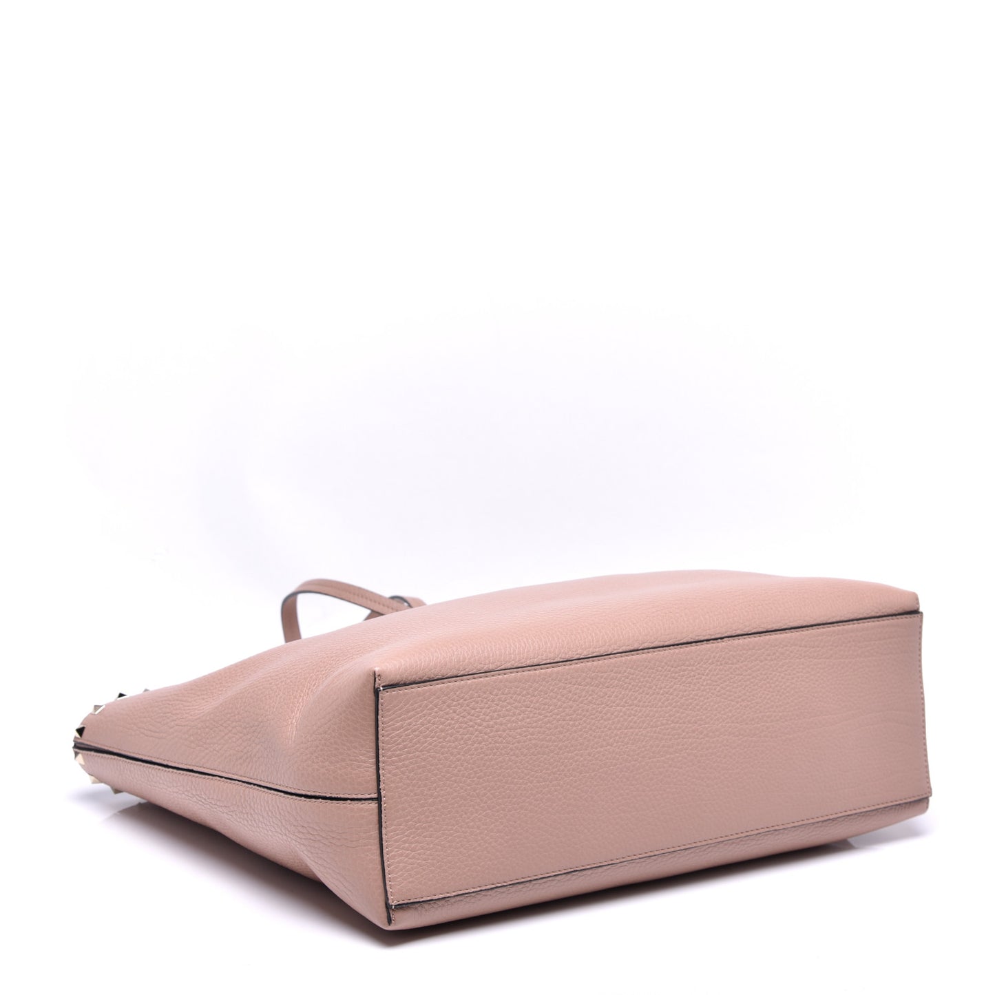 Grained Calfskin Rockstud Shoulder Tote Rose Cannelle