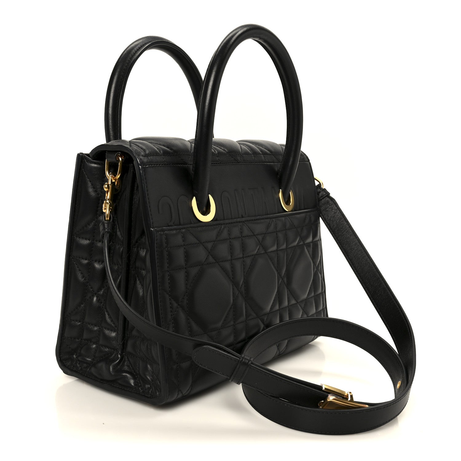 Christian Dior Calfskin Macrocannage Medium St. Honore Tote Black 3 of 10