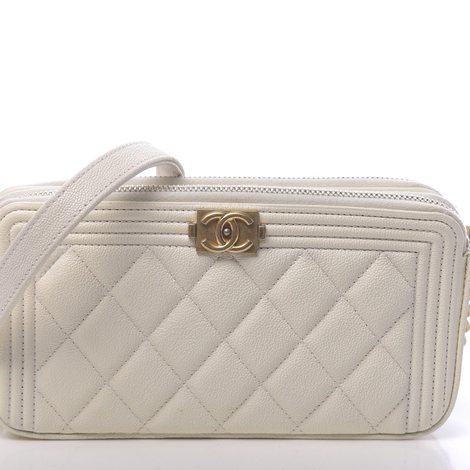 Chanel Caviar Quilted Small Boy Clutch With Chain White 16 of 16