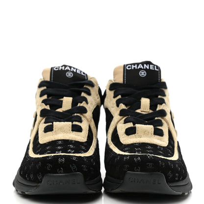 Chanel Suede Calfskin Printed Womens CC Printed Sneakers 36 Black Beige 2 of 8