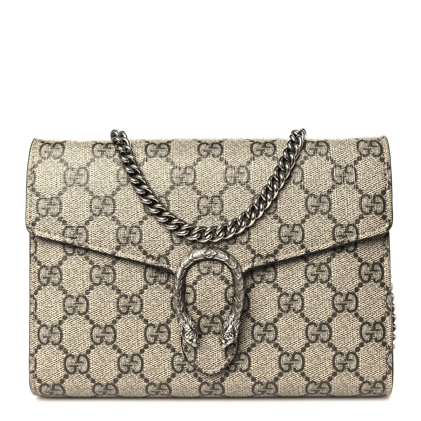 GG Supreme Monogram Mini Dionysus Chain Wallet Beige Taupe