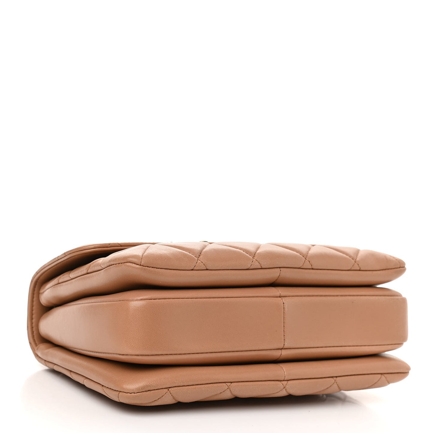 Lambskin Quilted Small Trendy CC Flap Dual Handle Bag Camel