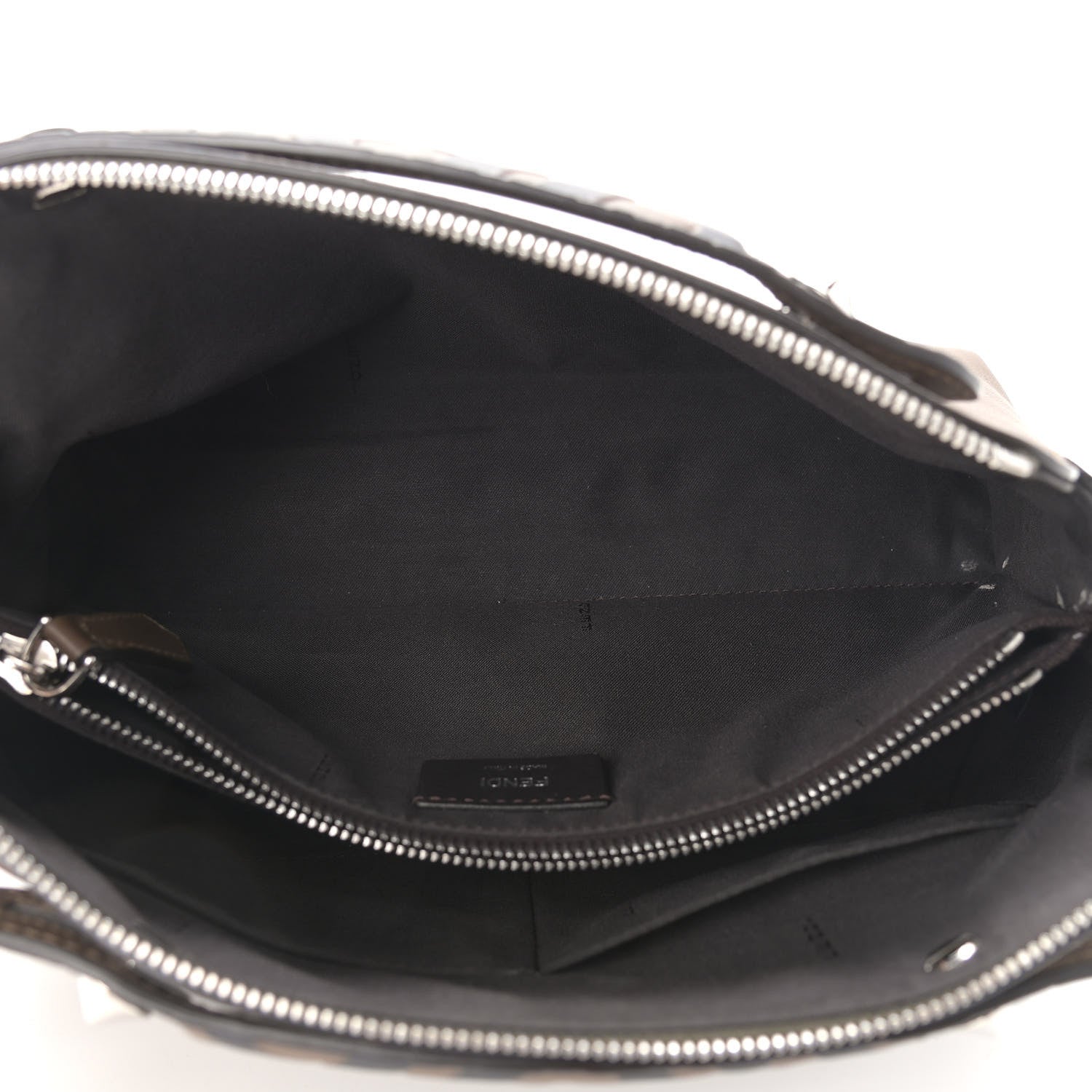 Fendi Vitello Dolce Bi-Color FF 1974 Embossed Medium By The Way Boston Bag Maya Black 4 of 10