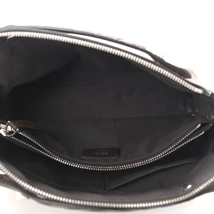 Fendi Vitello Dolce Bi-Color FF 1974 Embossed Medium By The Way Boston Bag Maya Black 4 of 10