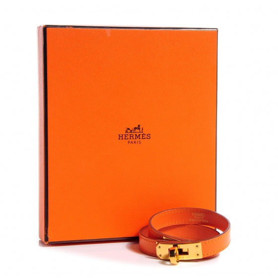 Tadelakt Leather Kelly Double Tour Bracelet Orange