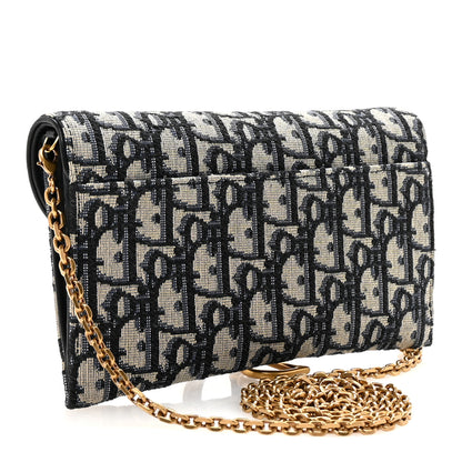 Christian Dior Oblique Small Saddle Chain Pouch Blue Blue 4 of 12
