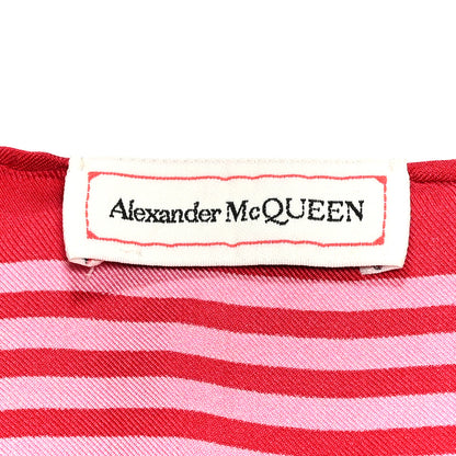 Alexander McQueen Silk Chiffon Skull Scarf Red Pink 3 of 5