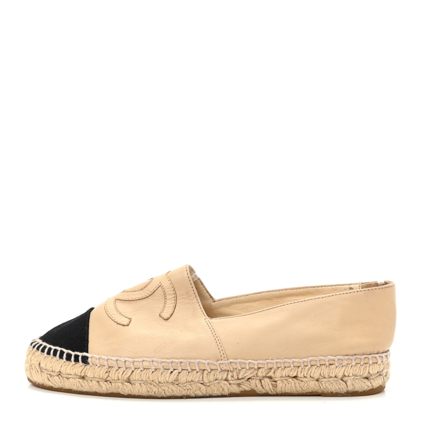 Lambskin CC Espadrilles 38 Beige Black