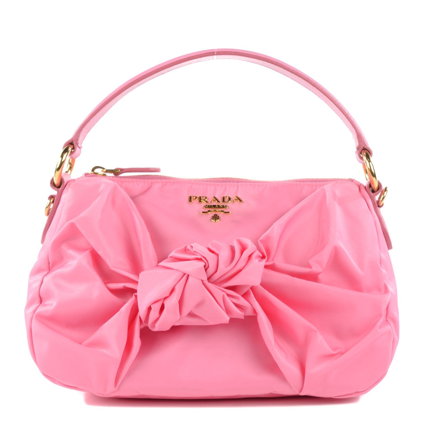 Prada Tessuto Nylon Fiocco Bow Shoulder Bag Begonia 1 of 9