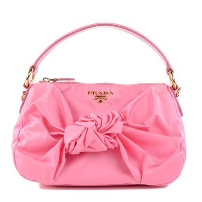Prada Tessuto Nylon Fiocco Bow Shoulder Bag Begonia 1 of 9