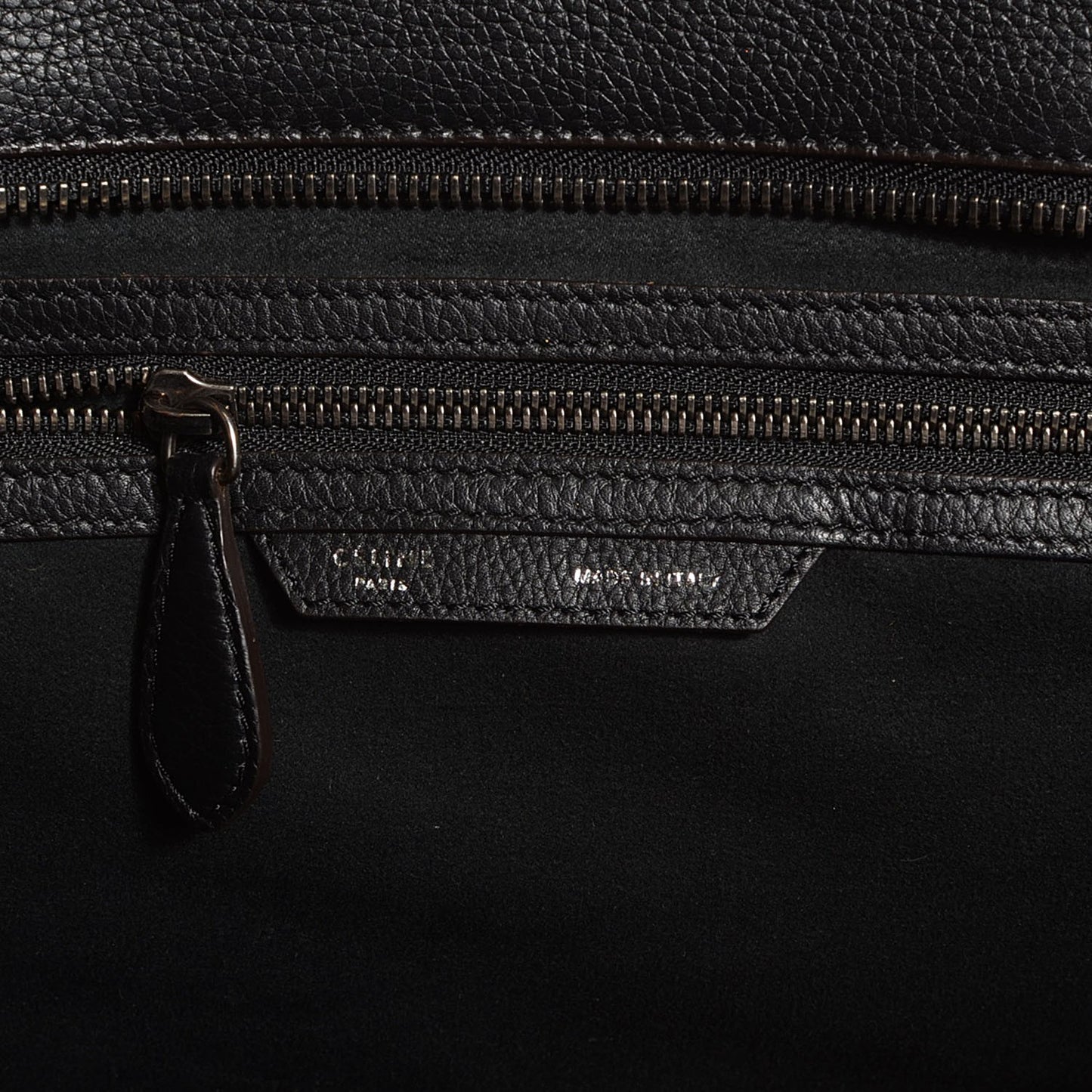 Drummed Calfskin Shoulder Luggage Black