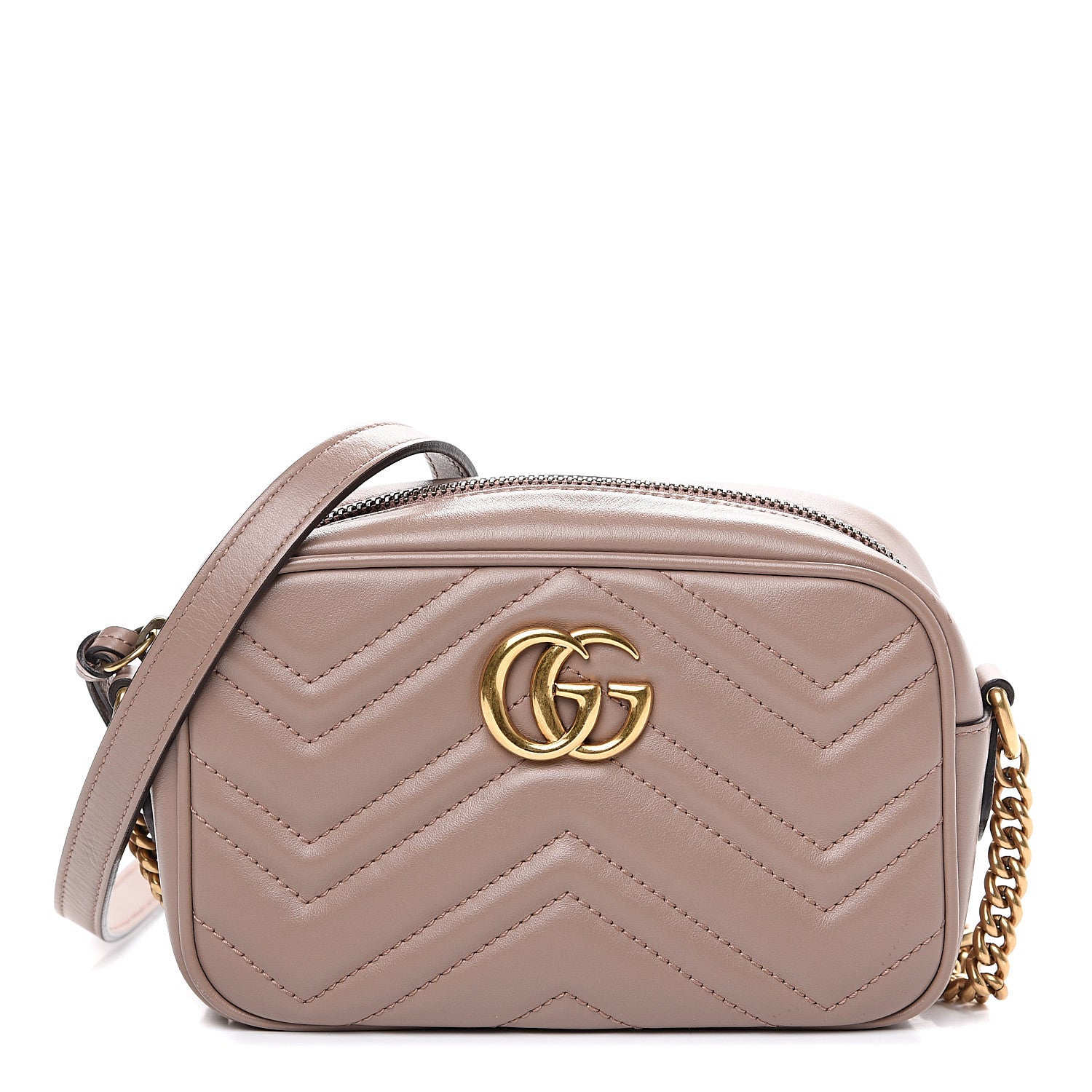 Gucci Calfskin Matelasse Mini GG Marmont Chain Shoulder Bag Porcelain Rose 1 of 10