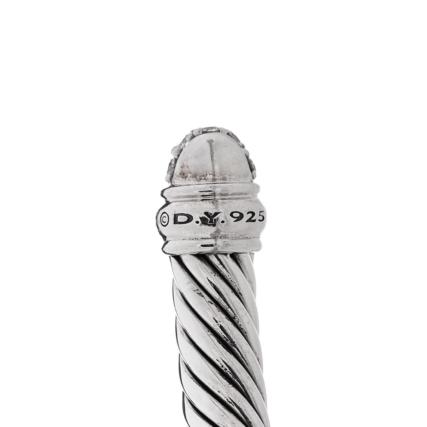 Sterling Silver Pave Diamond 5mm Cable Classics Bracelet