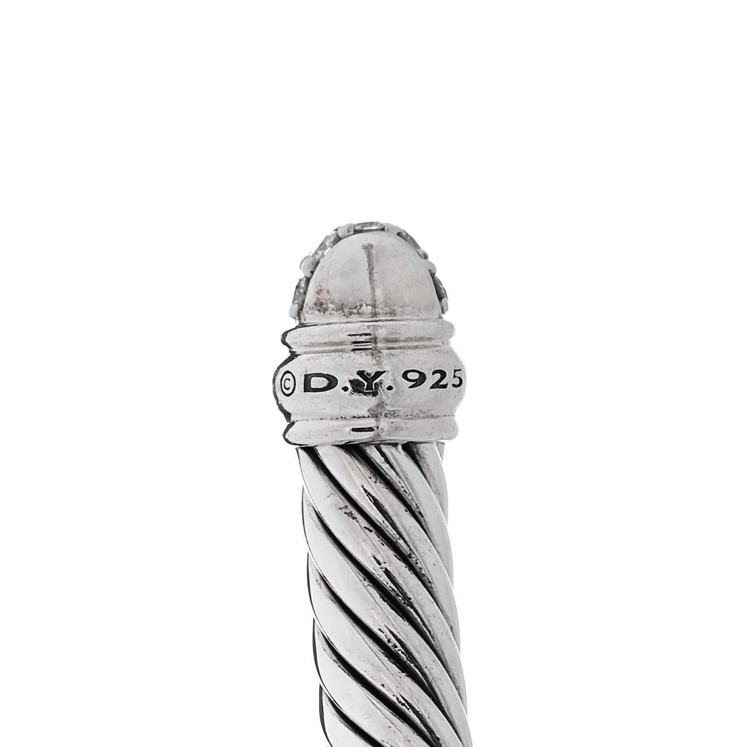David Yurman Sterling Silver Pave Diamond 5mm Cable Classics Bracelet 3 of 3