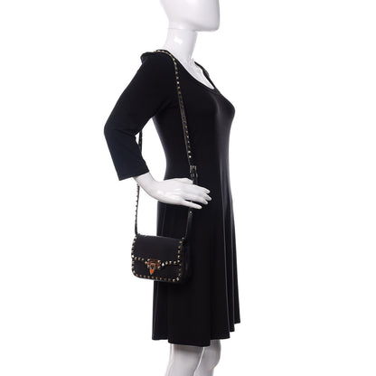 Valentino Garavani Vitello Mini Rockstud Flap Saddle Crossbody Bag Black 2 of 12