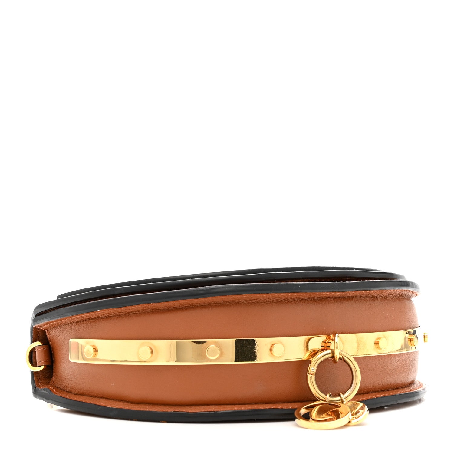 Chloe Spazzolato Sfumato Lambskin Calfskin Small Nile Bracelet Minaudiere Bag Caramel 4 of 15